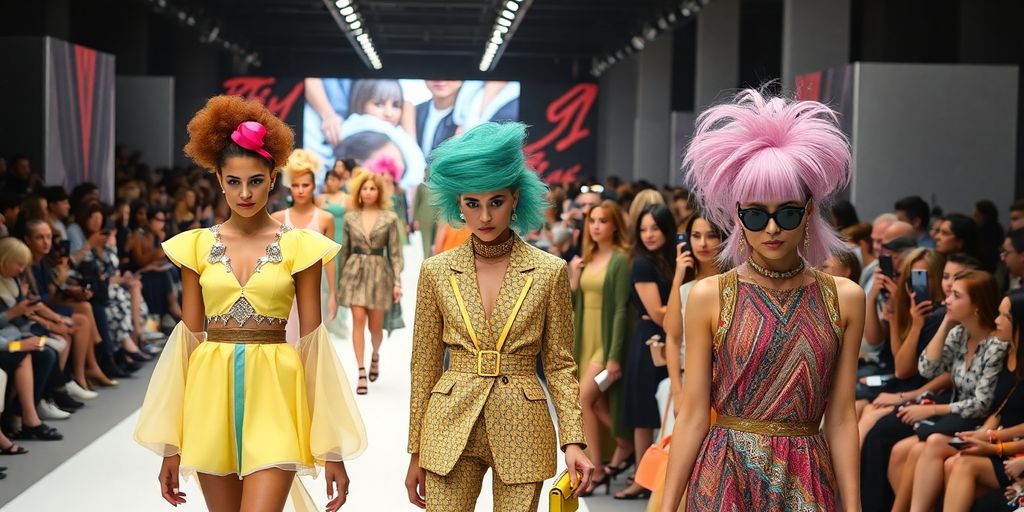 Models in stunning outfits walking the runway at Milan Fashion Week.